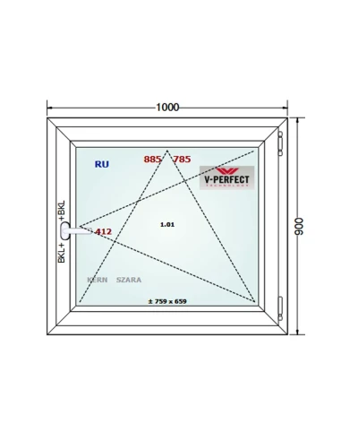 Kunststofffenster PVC Fenster 100 x 90 cm Dreh-Kipp Schüco LivIng 82