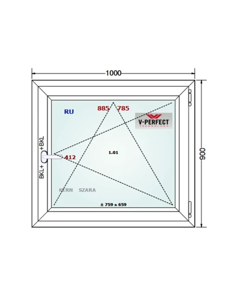 Kunststofffenster PVC Fenster 100 x 90 cm Dreh-Kipp Schüco LivIng 82