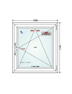Kunststofffenster PVC Fenster 100 x 110 cm Dreh-Kipp Schüco LivIng 82 2