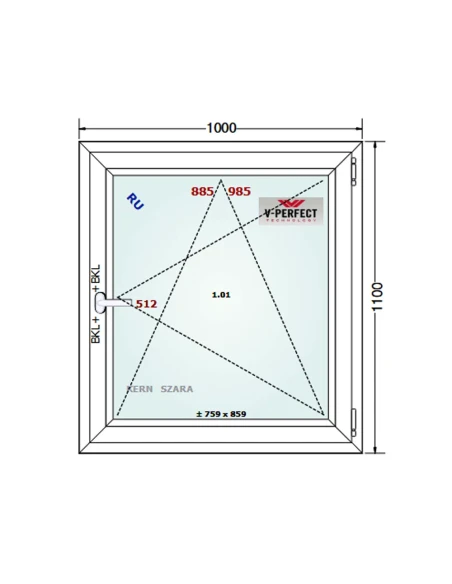 Kunststofffenster PVC Fenster 100 x 110 cm Dreh-Kipp Schüco LivIng 82