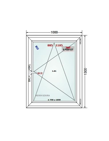 Kunststofffenster PVC Fenster 100 x 130 cm Dreh-Kipp Schüco LivIng 82