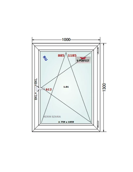 Kunststofffenster PVC Fenster 100 x 130 cm Dreh-Kipp Schüco LivIng 82