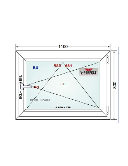 Kunststofffenster PVC Fenster 110 x 80 cm Dreh-Kipp Schüco LivIng 82