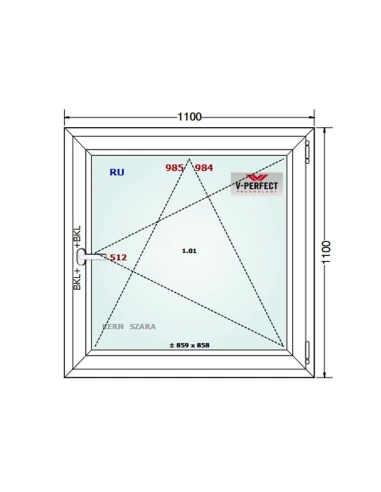 Kunststofffenster PVC Fenster 110 x 110 cm Dreh-Kipp Schüco LivIng 82