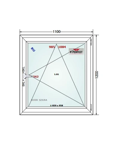 Kunststofffenster PVC Fenster 110 x 120 cm Dreh-Kipp Schüco LivIng 82