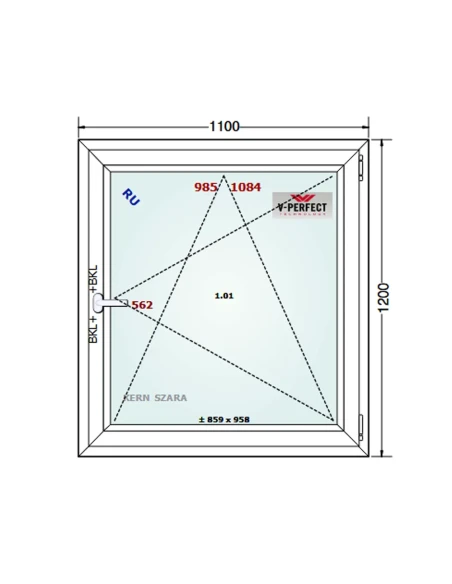 Kunststofffenster PVC Fenster 110 x 120 cm Dreh-Kipp Schüco LivIng 82