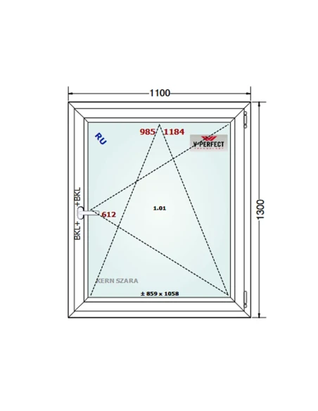 Kunststofffenster PVC Fenster 110 x 130 cm Dreh-Kipp Schüco LivIng 82