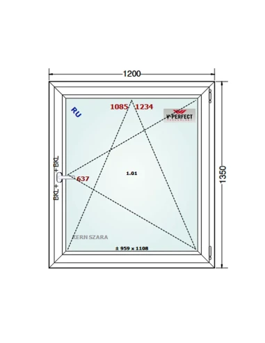 Kunststofffenster PVC Fenster 120 x 135 cm Dreh-Kipp Schüco LivIng 82