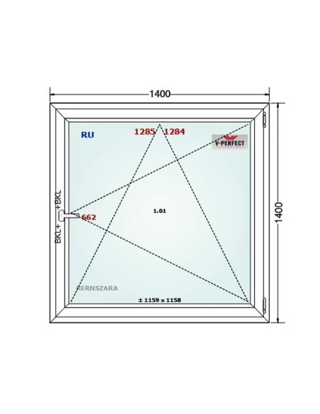 Kunststofffenster PVC Fenster 140 x 140 cm Dreh-Kipp Schüco LivIng 82