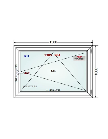 Kunststofffenster PVC Fenster 150 x 100 cm Dreh-Kipp Schüco LivIng 82