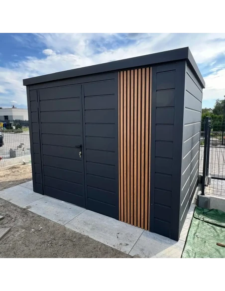 Metall Gerätehaus Geräteschuppen Gartenhaus 3x2 m - Anthrazit + Golden Eiche