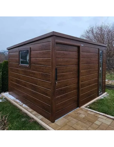Metall Gerätehaus Geräteschuppen Gartenhaus 3x2 m - Anthrazit + Golden Eiche