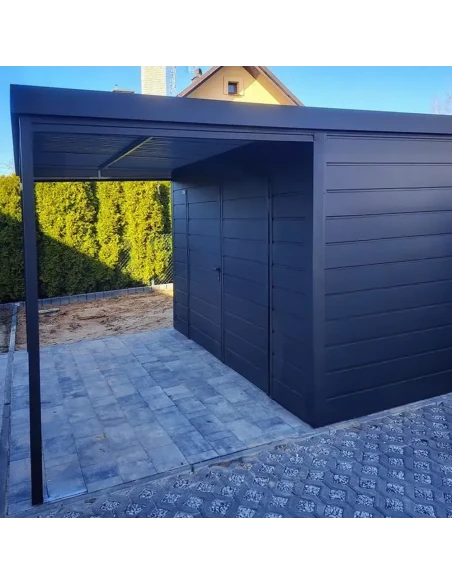 Metall Gerätehaus Geräteschuppen Gartenhaus 3x2 m - Anthrazit + Golden Eiche
