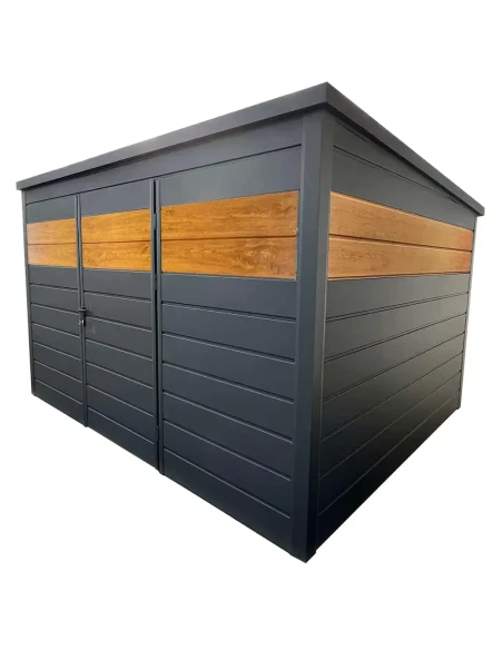 Metall Gerätehaus Geräteschuppen Gartenhaus 3x2 m - Anthrazit + Golden Eiche