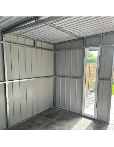 Metall Gerätehaus Geräteschuppen Gartenhaus 3x2 m - Anthrazit + Golden Eiche mit Kippfenster
