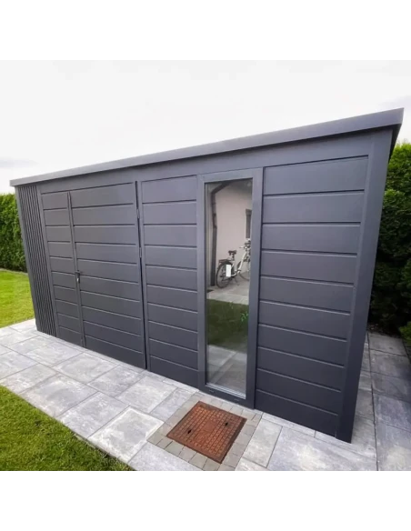 Metall Gerätehaus Geräteschuppen Gartenhaus 3x3 m - Anthrazit