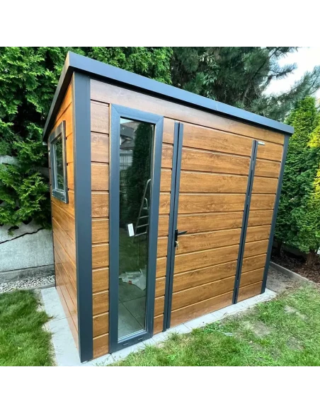 Metall Gerätehaus Geräteschuppen Gartenhaus 3x3 m - Anthrazit