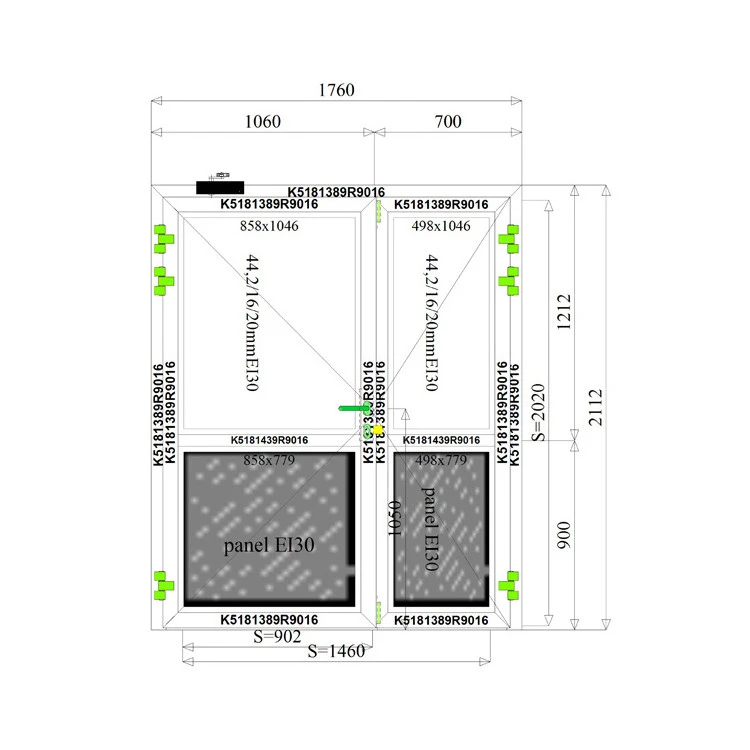 Aluminium Brandschutztüren EI30 1760 x 2112 mm MB-78EI