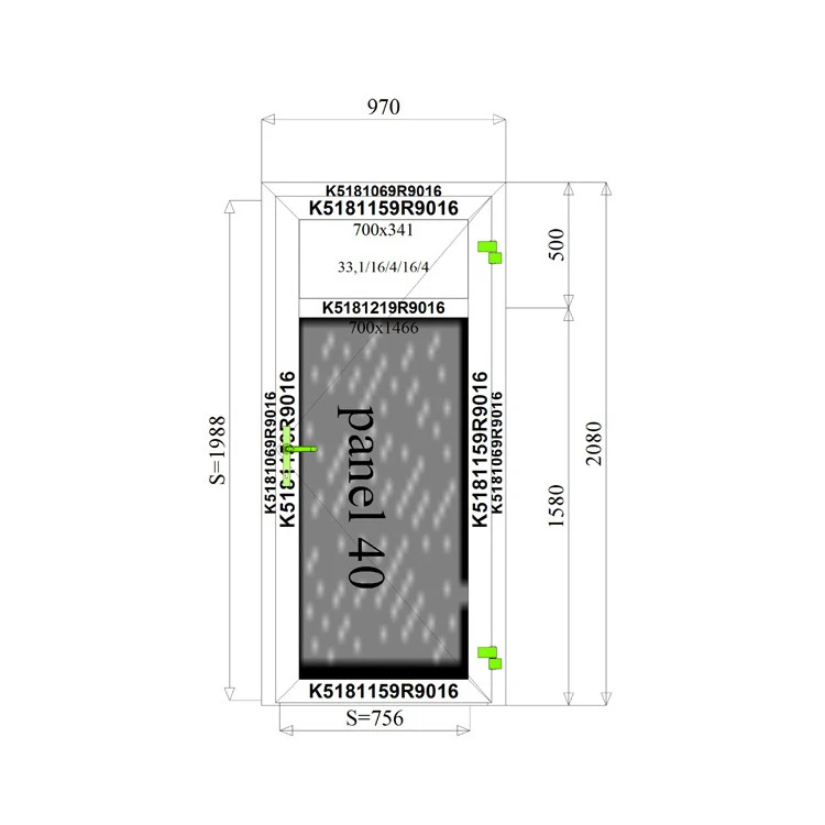 Aluminium Tür mit Platte 970 x 2080 mm MB-70