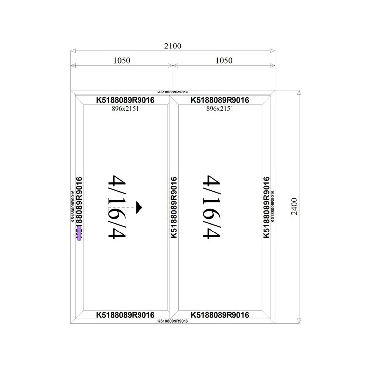 Aluminium Hebe-Schiebetürsystem 2100 x 2400 mm MB-77HS