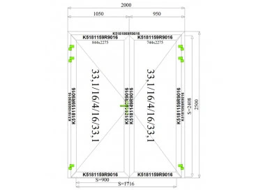 Aluminium Tür Sicherheitsglas 2000 x 2500 mm MB70