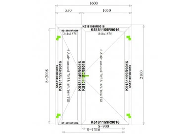 Aluminium Tür 1600 x 2100 mm MB70
