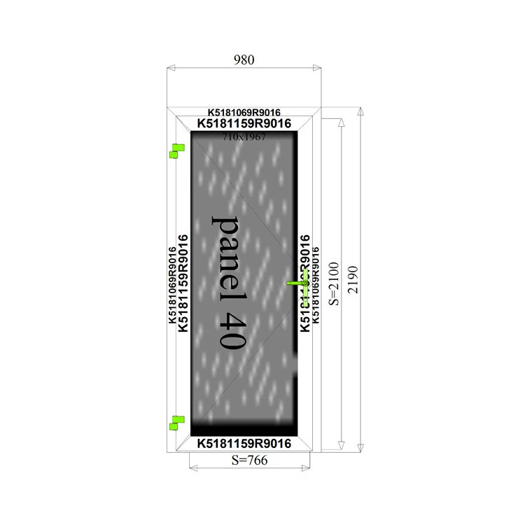 Aluminium Tür mit Platte 980 x 2190 mm MB-70