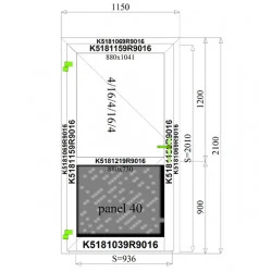 Aluminium Tür mit Platte 1150 x 2100 mm MB-70 2