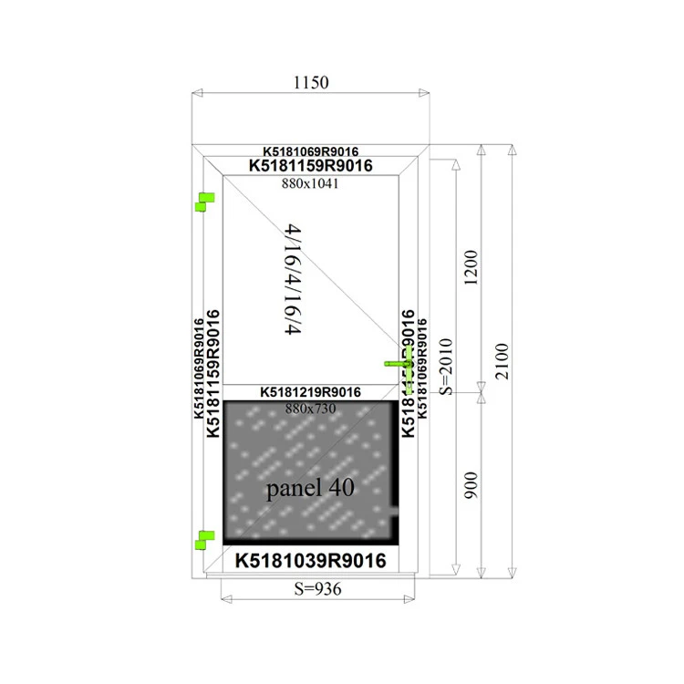 Aluminium Tür mit Platte 1150 x 2100 mm MB-70