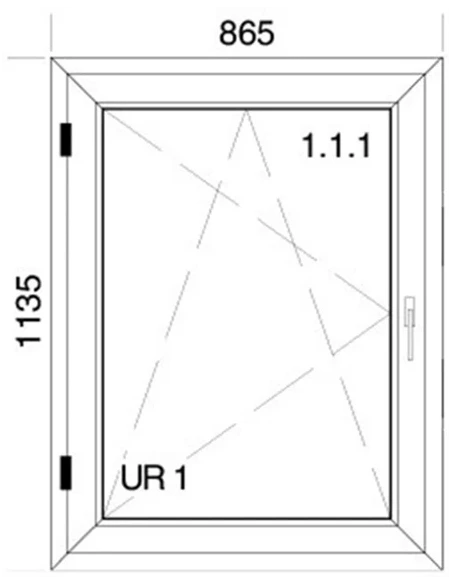 Kunststofffenster PVC Fenster 86,5 x 113,5 cm DREH/KIPP Aluplast Ideal 4000