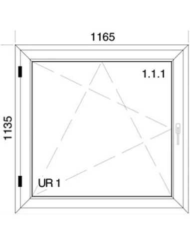 Kunststofffenster PVC Fenster 116,5 x 113,5 cm DREH/KIPP Aluplast Ideal 4000