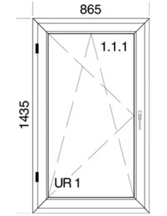 Kunststofffenster PVC Fenster 86,5 x 143,5 cm DREH/KIPP Aluplast Ideal 4000 2