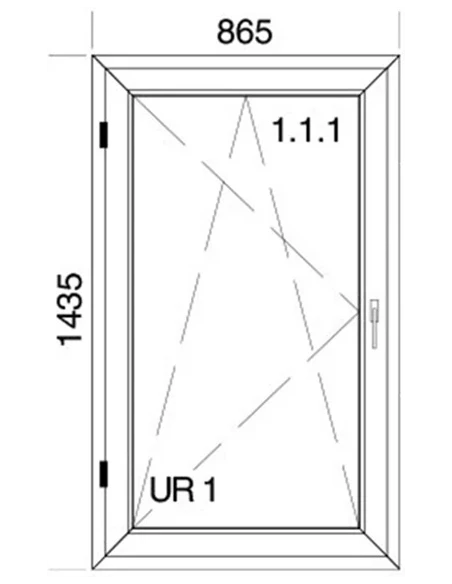 Kunststofffenster PVC Fenster 86,5 x 143,5 cm DREH/KIPP Aluplast Ideal 4000