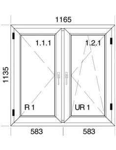 Kunststofffenster PVC Fenster 116,5 x 113,5 cm DREH | DREH/KIPP Aluplast Ideal 4000 2