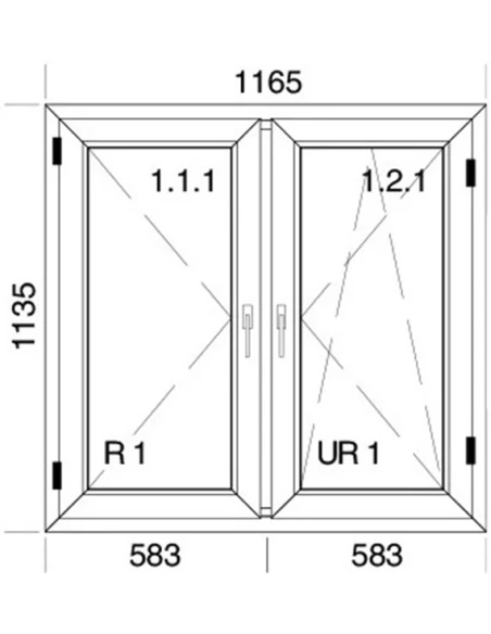 Kunststofffenster PVC Fenster 116,5 x 113,5 cm DREH | DREH/KIPP Aluplast Ideal 4000