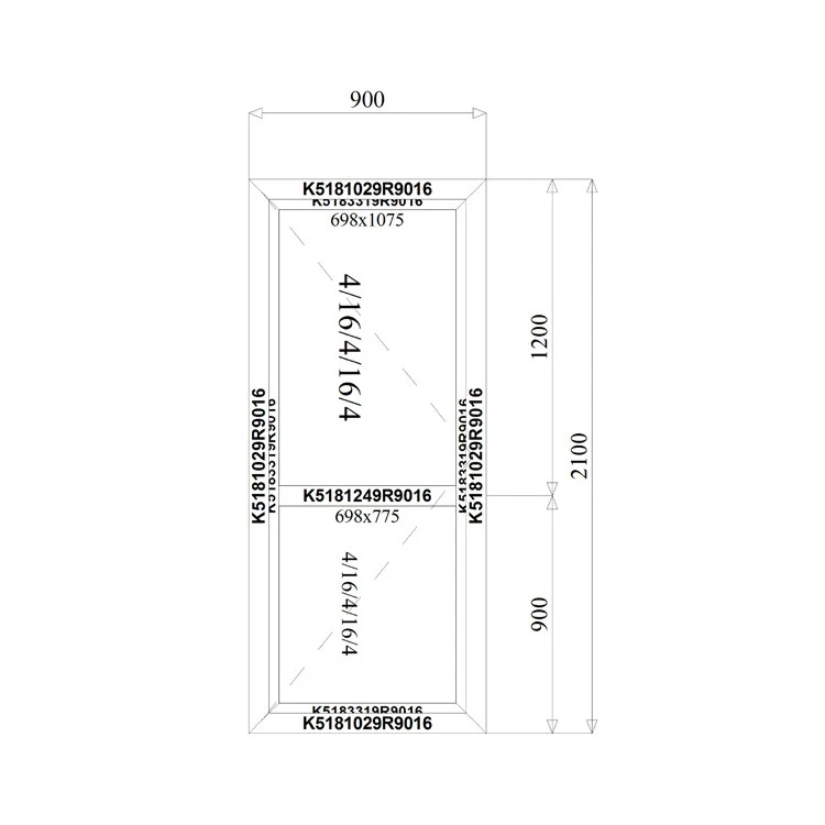 Aluminium Tür 900 x 2100 mm MB-70