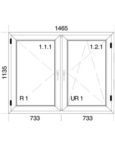Kunststofffenster PVC Fenster 146,5 x 113,5 cm DREH | DREH/KIPP Aluplast Ideal 4000
