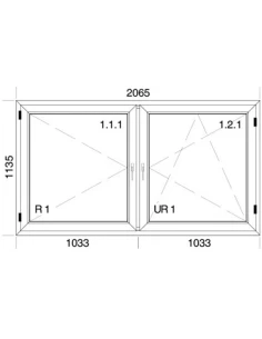 Kunststofffenster PVC Fenster 206,5 x 113,5 cm DREH | DREH/KIPP Aluplast Ideal 4000 2