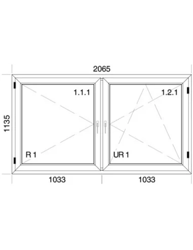 Kunststofffenster PVC Fenster 206,5 x 113,5 cm DREH | DREH/KIPP Aluplast Ideal 4000