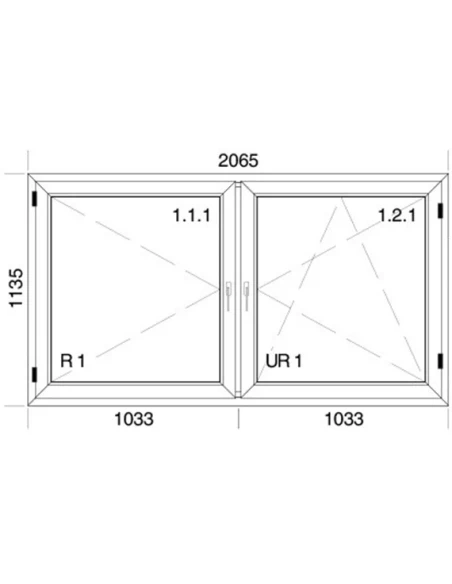 Kunststofffenster PVC Fenster 206,5 x 113,5 cm DREH | DREH/KIPP Aluplast Ideal 4000