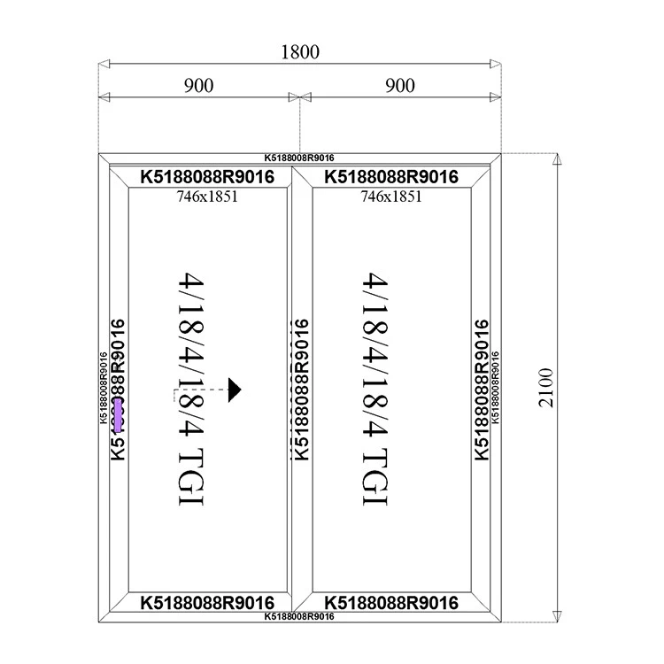 Aluminium Hebe-Schiebetürsystem 1800 x 2100 mm MB-77HS