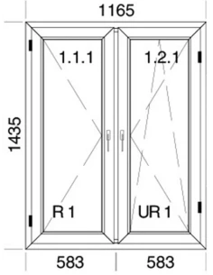 Kunststofffenster PVC Fenster 116,5 x 143,5 cm DREH | DREH/KIPP Aluplast Ideal 4000 2