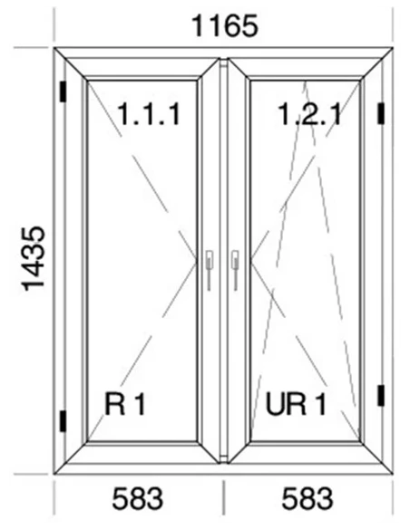 Kunststofffenster PVC Fenster 116,5 x 143,5 cm DREH | DREH/KIPP Aluplast Ideal 4000