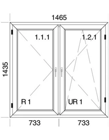 Kunststofffenster PVC Fenster 146,5 x 143,5 cm DREH | DREH/KIPP Aluplast Ideal 4000