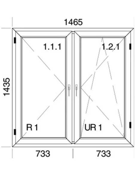 Kunststofffenster PVC Fenster 146,5 x 143,5 cm DREH | DREH/KIPP Aluplast Ideal 4000