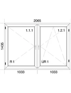 Kunststofffenster PVC Fenster 206,5 x 143,5 cm DREH | DREH/KIPP Aluplast Ideal 4000 2