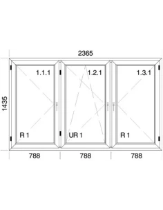 Kunststofffenster PVC Fenster 236,5 x 143,5 cm DREH | DREH/KIPP | DREH Aluplast Ideal 4000 2