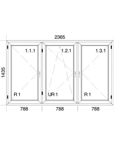 Kunststofffenster PVC Fenster 236,5 x 143,5 cm DREH | DREH/KIPP | DREH Aluplast Ideal 4000