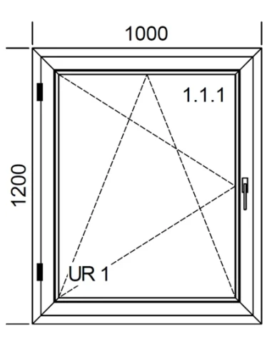 Kunststofffenster PVC Fenster 100 x 120 cm DREH/KIPP Aluplast Ideal 4000