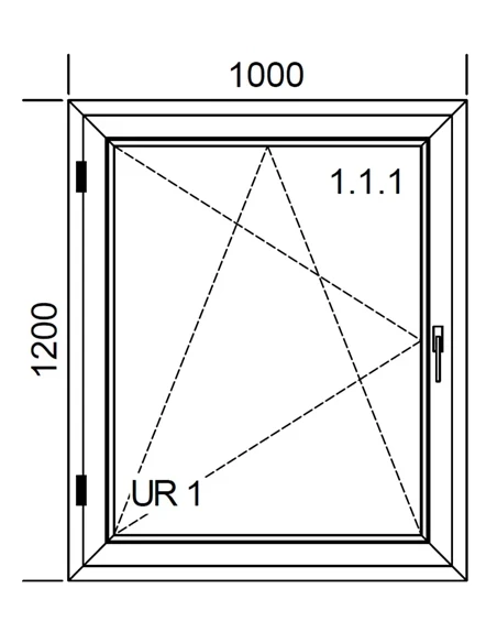 Kunststofffenster PVC Fenster 100 x 120 cm DREH/KIPP Aluplast Ideal 4000